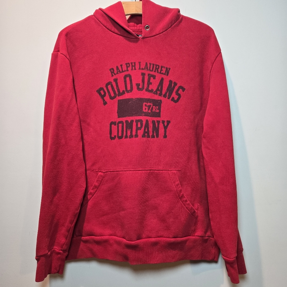Ralph Lauren Polo Jeans Co. Large Red Hoodie Sweatshirt Pullover